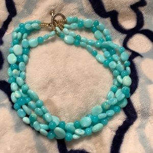 KEP design 4 stranded blue stone necklace